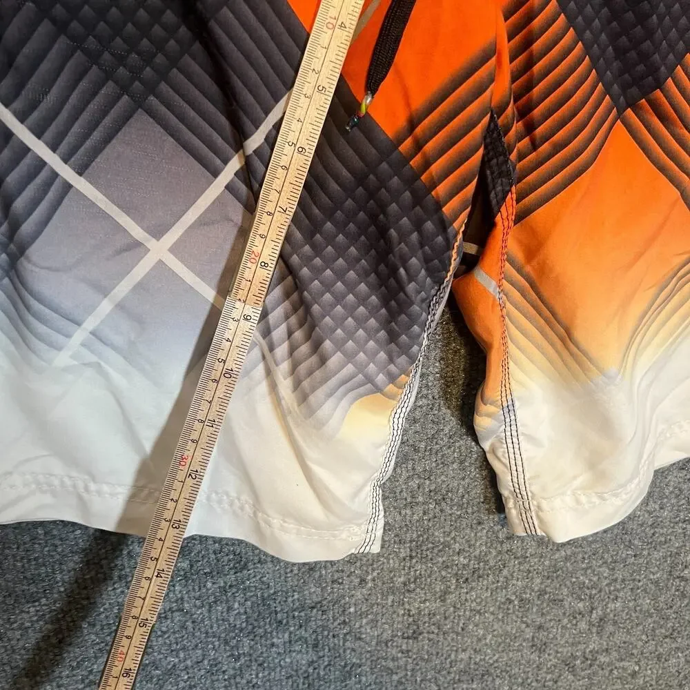 Hurley Swim Trunks Mens 32 Orange Black Beach Board Shorts Relax Pocket Y2K Logo